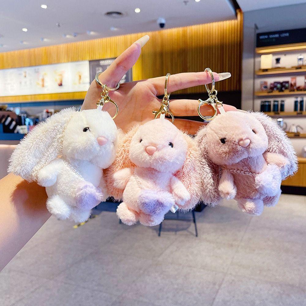 Heart Plush Rabbit Animal Door Key Cartoon Keychains Key Chains Korean Keyrings Bag Pendant