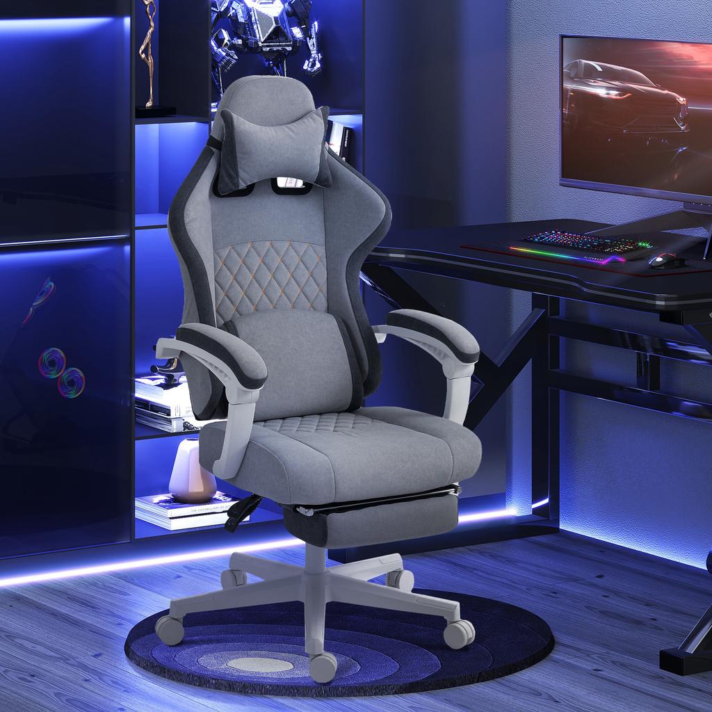 Ergonomic High Back Gaming Chair for Adults, Printed Velvet Computer Recliner Chair with Footrest, Lumbar Support