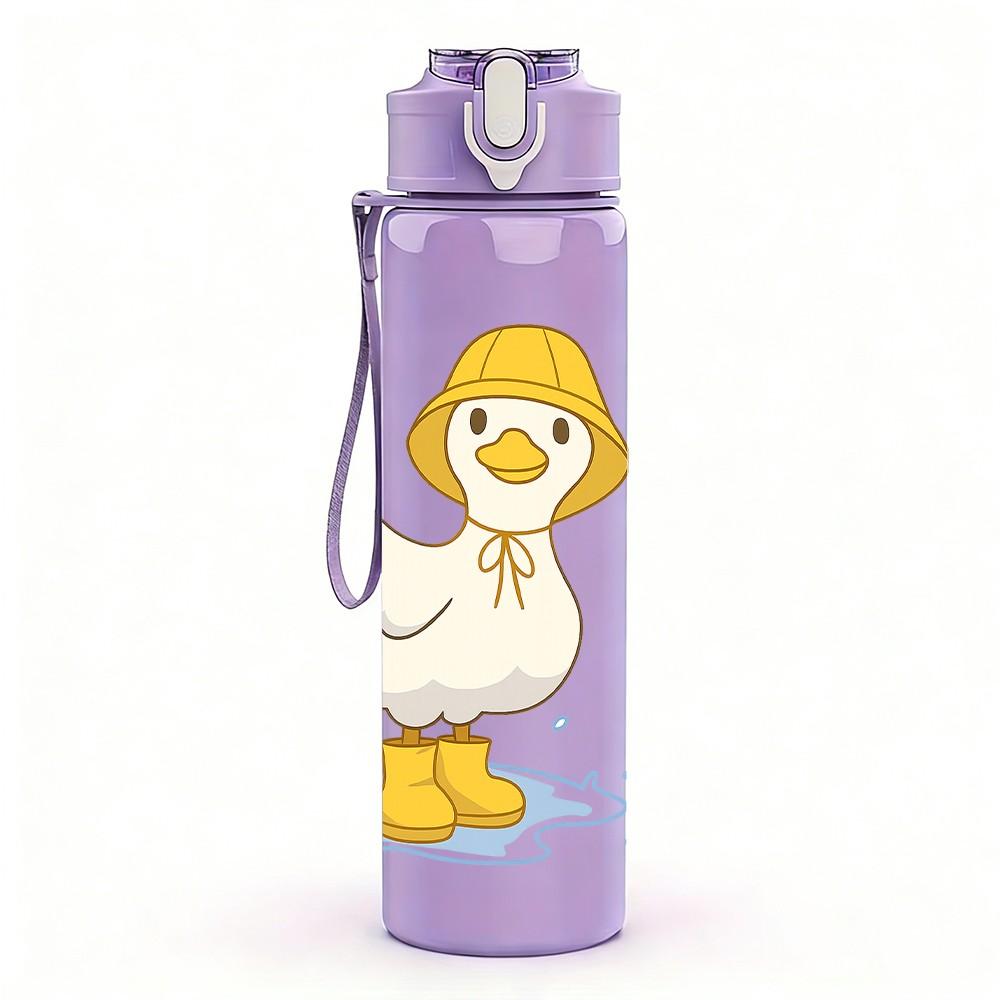 1PC Cute Yellow Duckling 750ml Color Plastic Sports Water Bottle Leakproof Flip Straw Lid Suitable for Sports Office Home Use