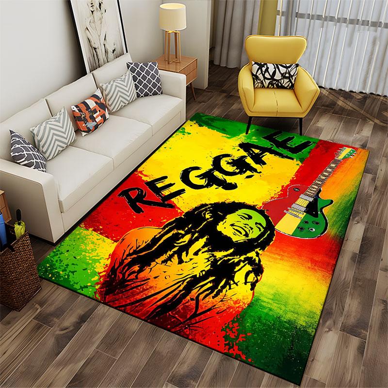 Reggae Art Guitar Carpet suitable as a non-slip mat for the living room or bedroom sofa