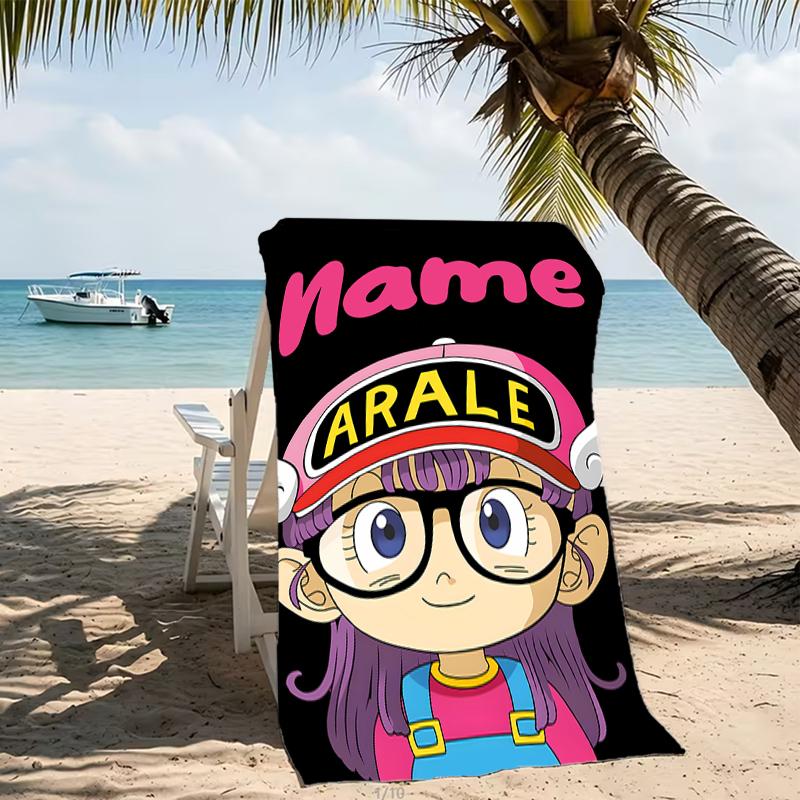 Customizable personalized beach towels Arale Norimaki themed designs.Suitable for the beach, yoga, sports;ideal as beach accessories