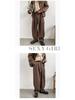 Men's Retro Brown Wide-Leg Sweatpants - Loose Straight Drape for Spring & Autumn