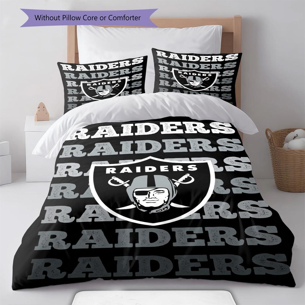 Las Vegas Raiders Pattern Bedding Set Quilt Cover Pillowcase Home Decor Gift (1 * duvet cover + 2 * pillowcase, without core)