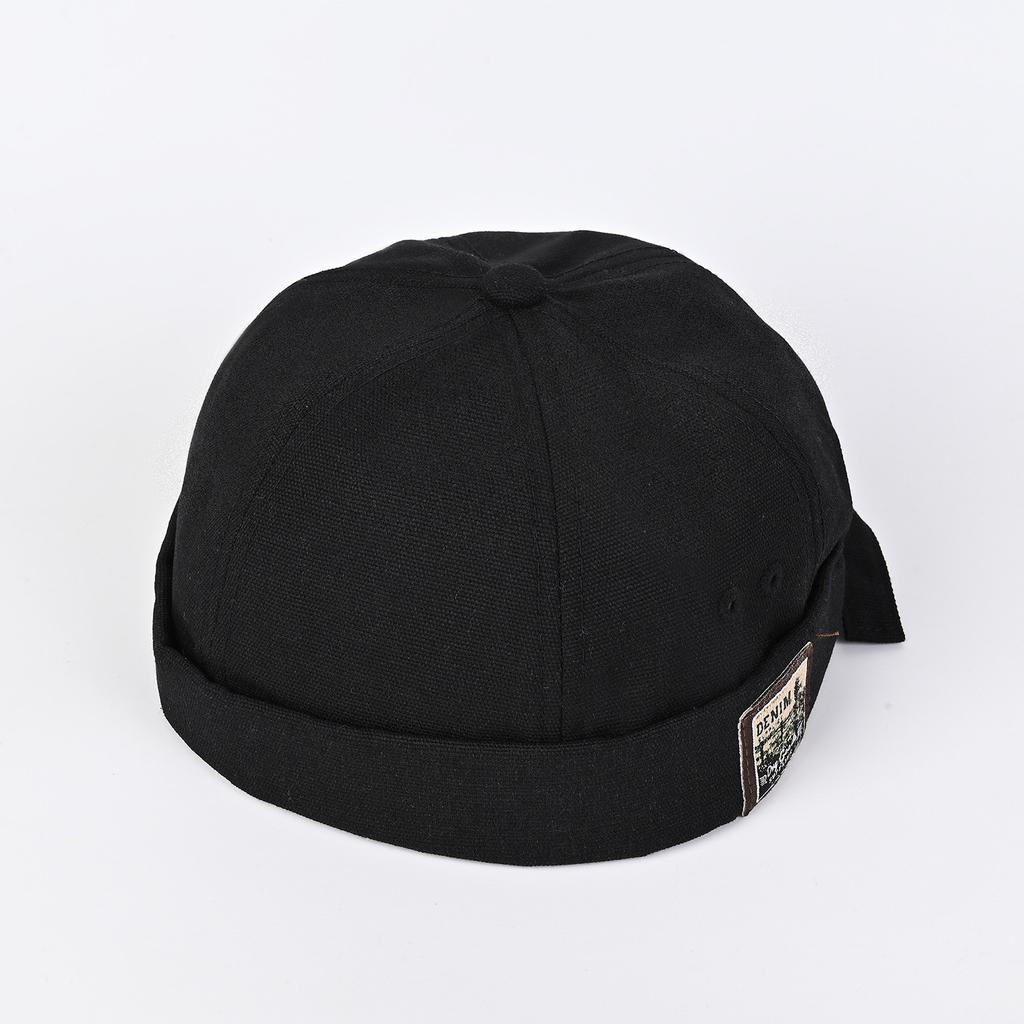 Casquettes sans bord à étiquette lettre rétro Unisexe Couleur unie Bonnet Homme Femme Été Street Réglable Chapeaux Docker Calotte Casquette Hip Hop