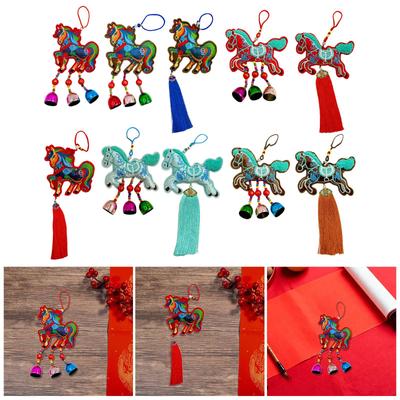 Cartoon Horse Plush Pendant Cotton Ornament Hanging Decor for Chinese New Year Wedding Birthday Celebration