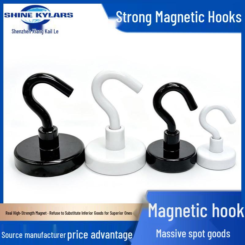 Neodymium Iron Boron Strong Magnetic Hook - Black & White Plated