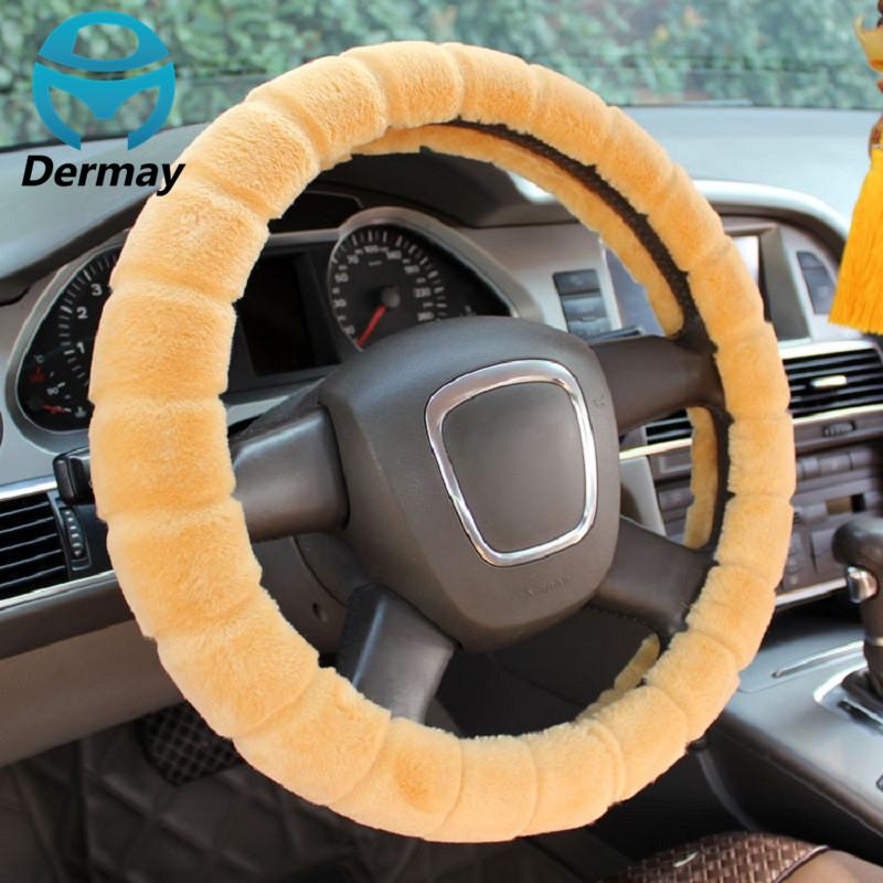 

Зимний теплый чехол на руль из искусственного меха для автомобильного руля 14-15 дюймов, 38 см, 95% автомобильный нескользящий материал золотистый