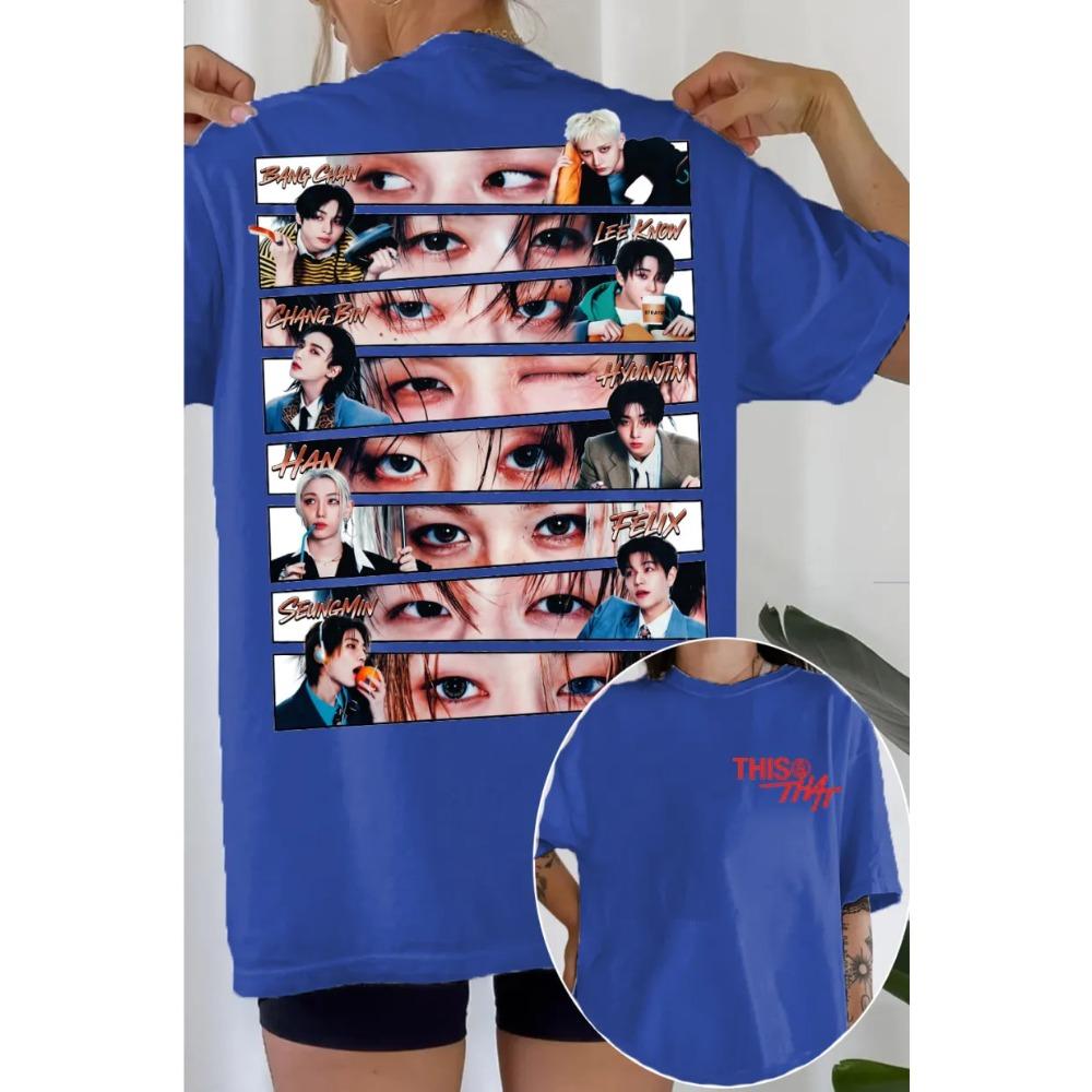 2026 Summer Hot Sale Stray Kids THIS&THAT Double Sided Print T-shirt Y2K Men Women Casual T-shirt Hip Hop Streetwear Oversized T-shirt