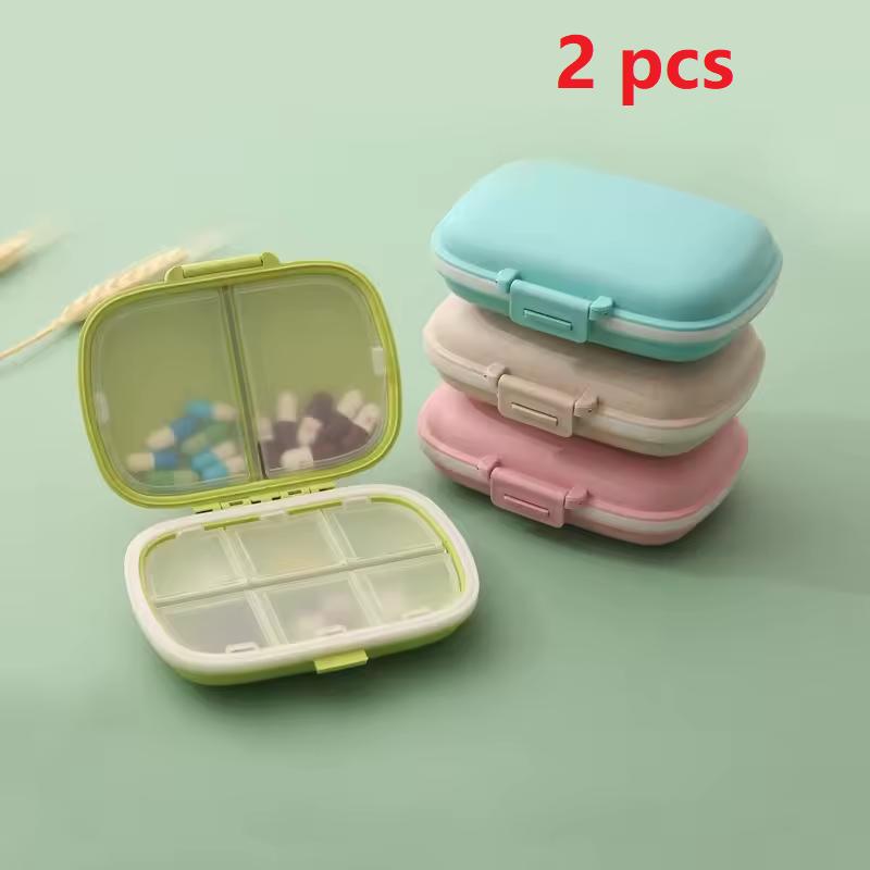Mini Portable 8 Grids Pill Box Travel Medicine Organizer Container Sealed Tablets Storage Box Dispenser Box for Medicines
