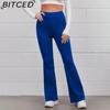 BITCED Women's Trousers Shiny Solid Color High Waist Trousers Spring Autumn Temperament Loose Straight Wide Leg Trousers Casual Wear