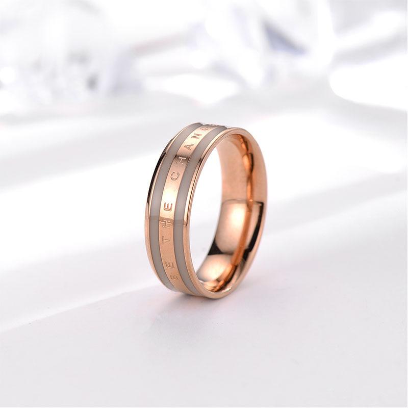 Minimalist Titanium Steel Couple Rings Non Tarnish Diamond Inlaid Matching Bands Jewelry