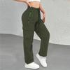 Pantaloni da lavoro da donna con tasche e coulisse, Pantaloni casual, Pantaloni a gamba larga