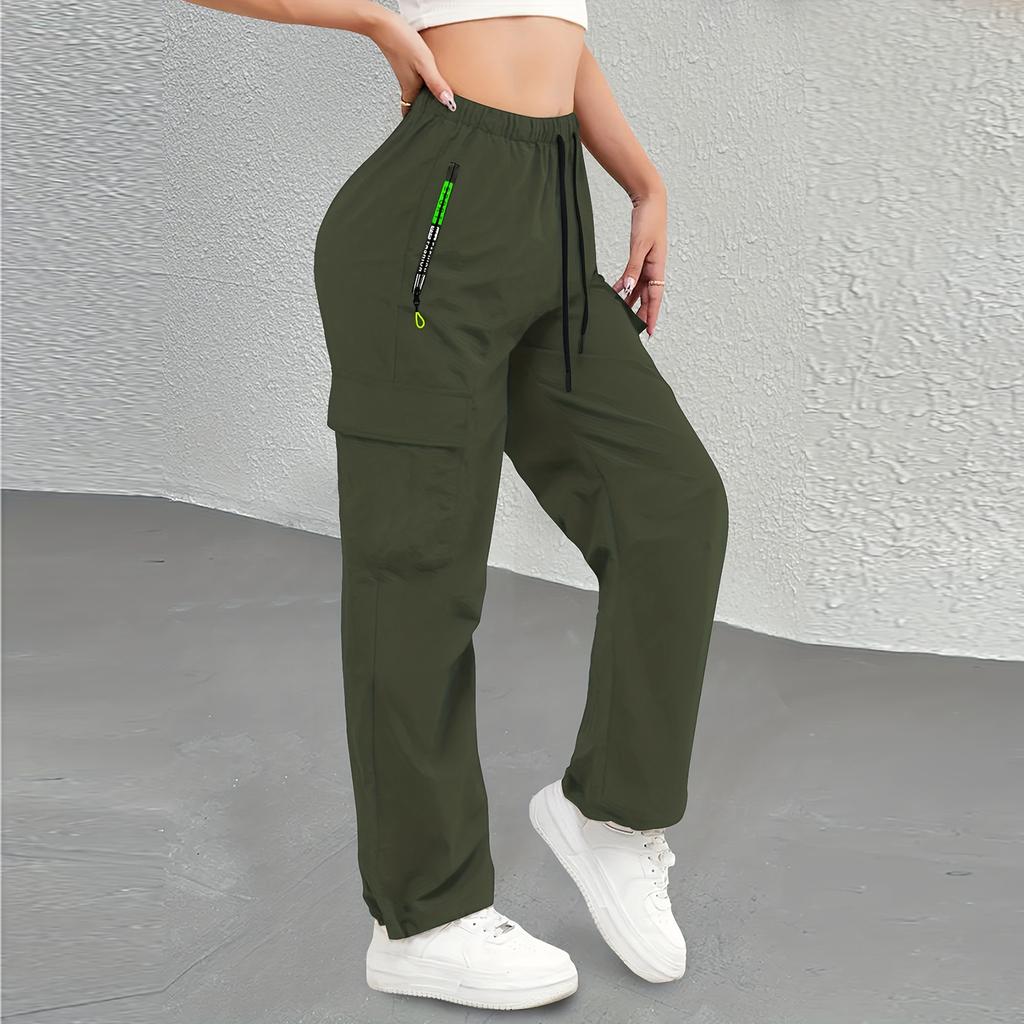 Pantaloni da lavoro da donna con tasche e coulisse, Pantaloni casual, Pantaloni a gamba larga