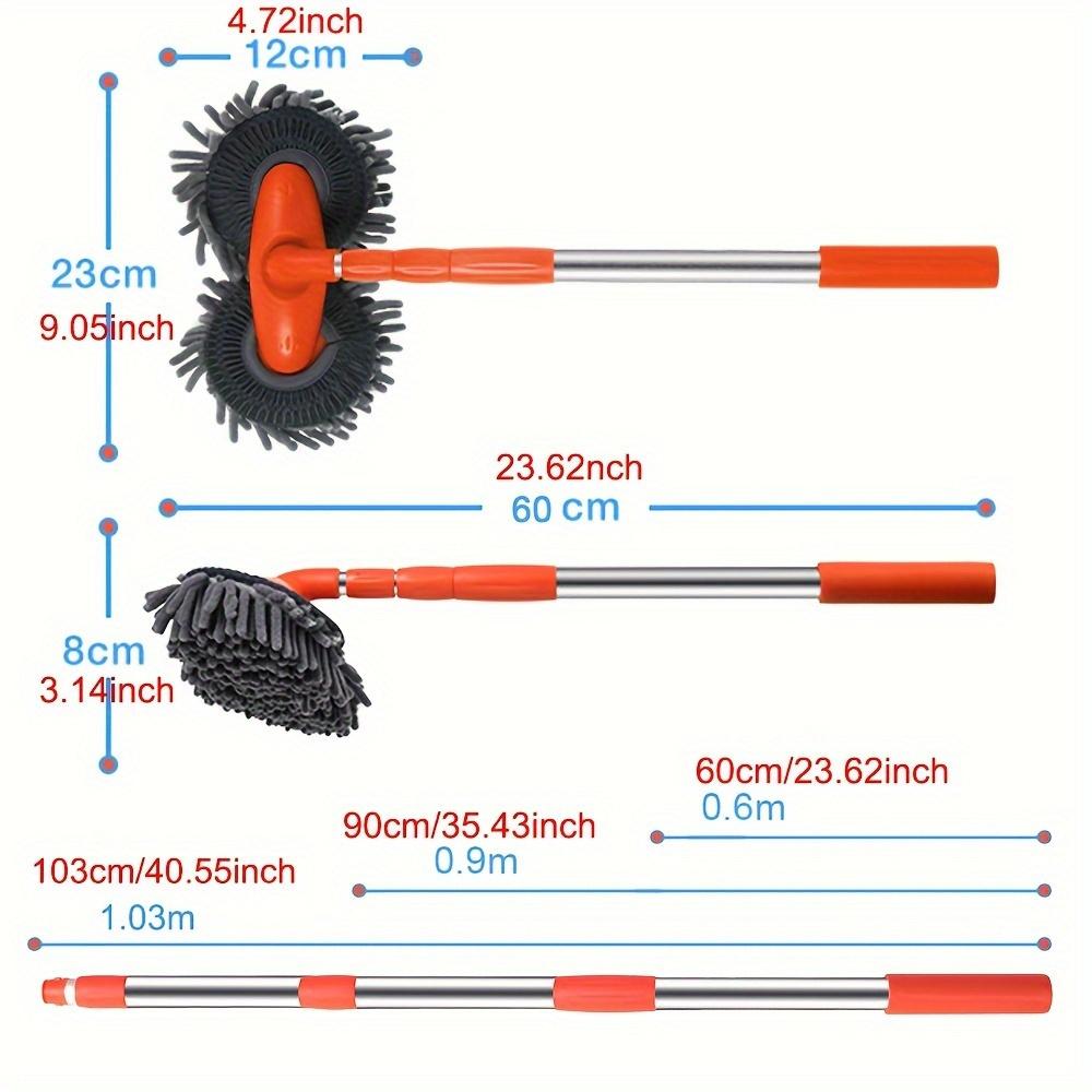 1pc Telescopic Car Wash Mop ,Extendable Long Handle with Detachable Double Brush Head for Effortless Car Roof  Window Cleaning