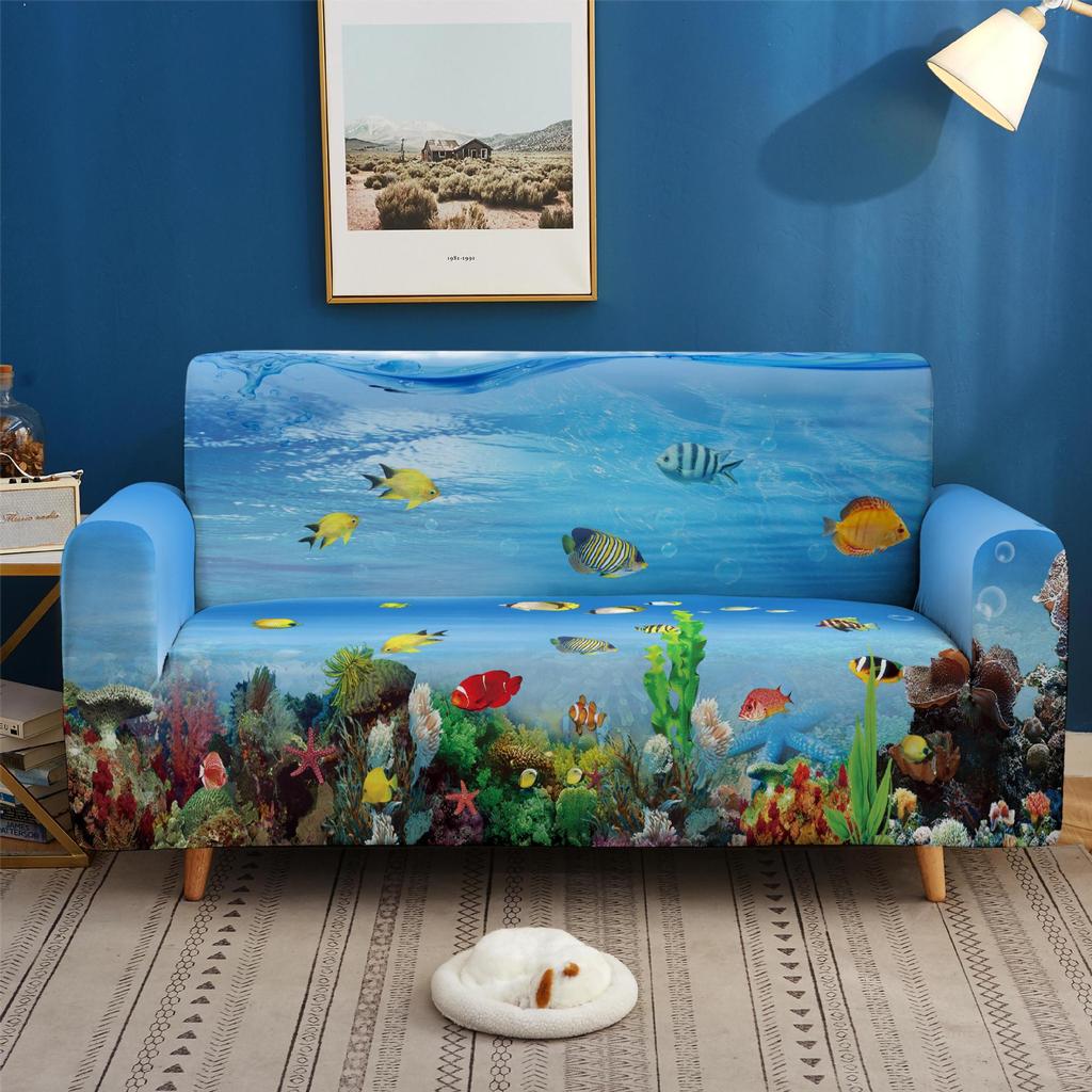 Elastic All-Inclusive Sofa Cover Marine Animal Multi-Person Combination Sofa Cover Lazy Sofa Cover