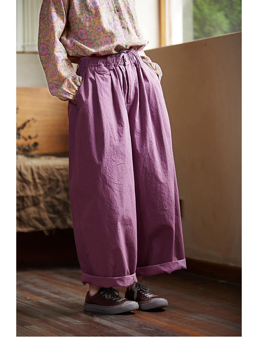

Women s Retro Floral Elastic Waist Plus Size Carrot Pants in Pink and Purple L