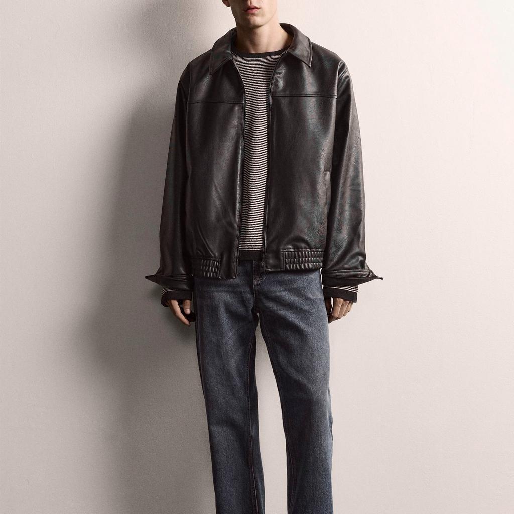 Original European and American fashion men's imitation leather jacket/loose locomotive retro pu leather jacket