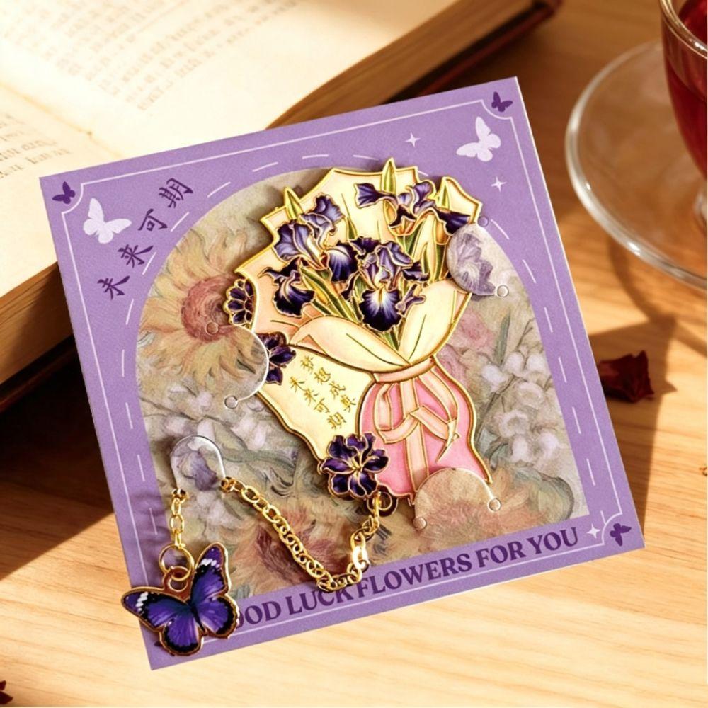 Vintage Metal Iris Flower Bookmark Iris Flower Decorative Bookmark Office Reading