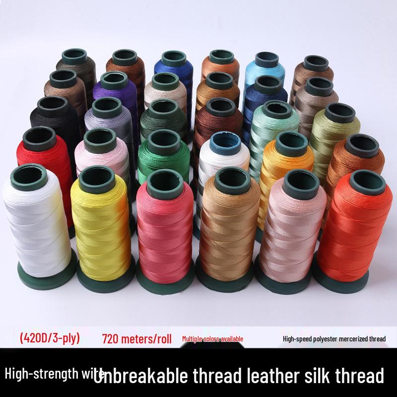 High-Strength Colored 420D Leather & Nylon Thread - Mercerized, Thick, Smooth, 3-Ply Canvas Sewing Thread - Free Shipping