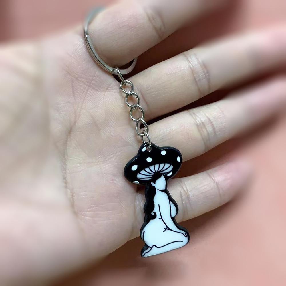 Acrylic Halloween Keychain Mushroom Girl Key Ring Crossbody Bag Pendant Keychain