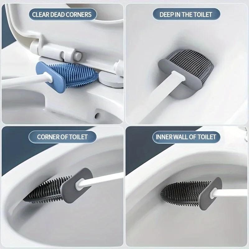 Silicone Toilet Brush Cleaner Wc for  Bathroom Cleaning Toilet Acssories Long Handle FlexibleCleaner Brush BathroomAcssories