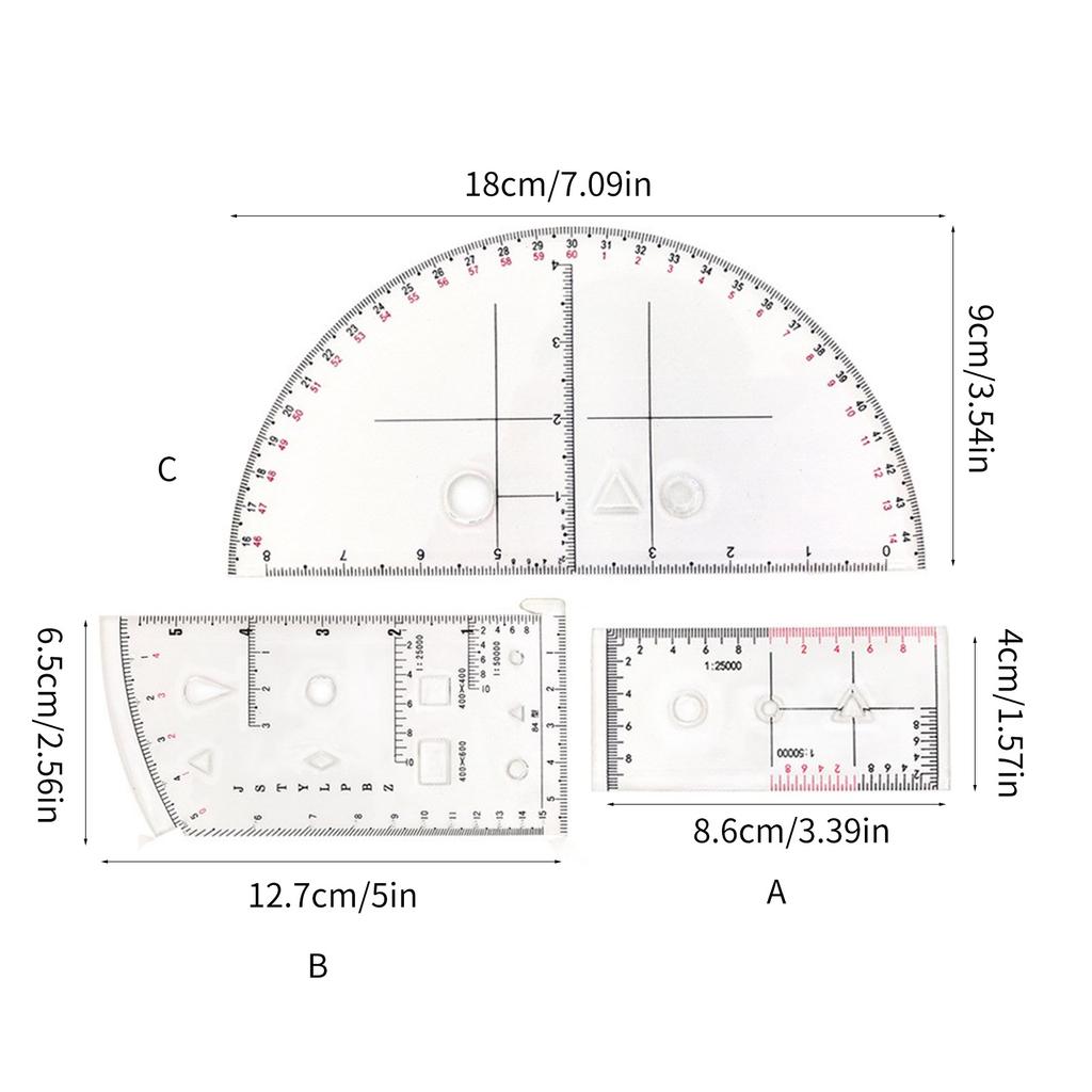 Coordinate Scale Protractor Geometry Drawing Template Measuring Tool Navigation Topographical Map Scale Command Ruler
