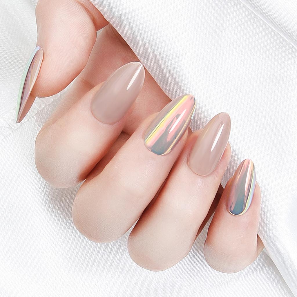 Solid Color Camel Skin Color Wear Nail Pointed Almond Nail 24 Pieces of European and American Detachable Fake Nail Finished Product