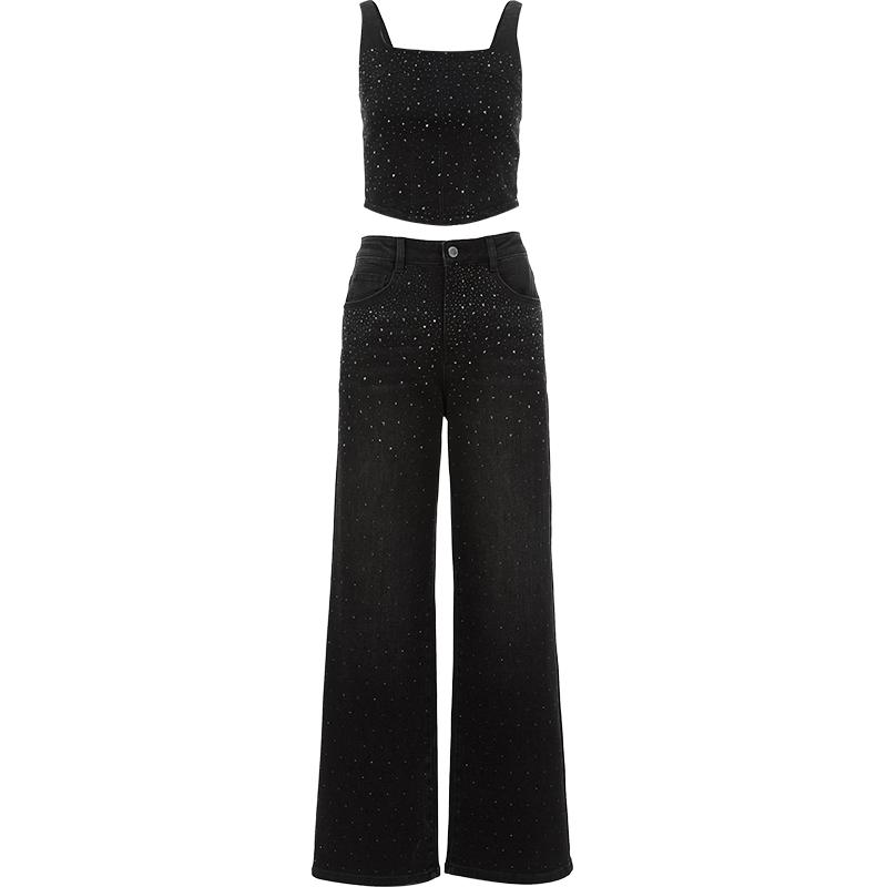 

VEROMODA 2025 Весенние джинсы из денима с высокой посадкой и стразами в виде звезд L