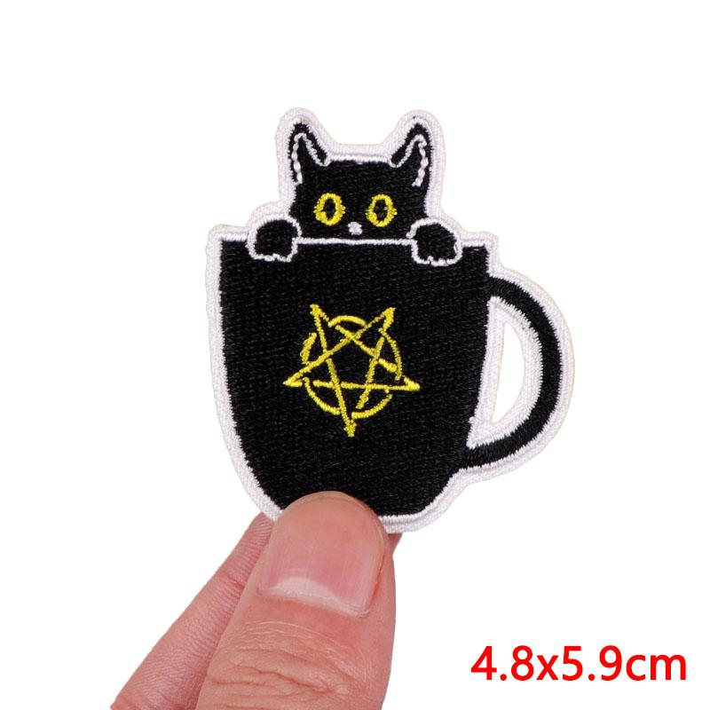 Animal Cat /Cup Patch Iron On Patches For Clothing Thermoadhesive Patches On Clothes Cartoon /Punk Patch Ironing /Sew Stickers Diy