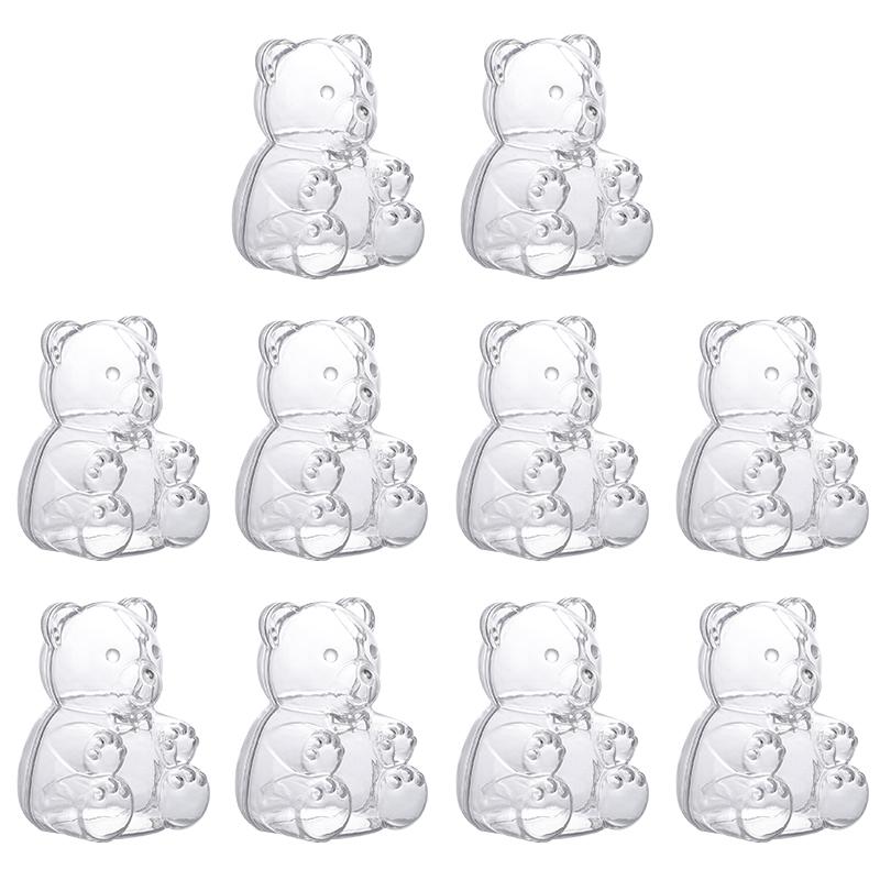 10pcs Bear Shaped Gift Box Clear Plastic Bear Candy Snack Container for Wedding Birthday Party Decor Supplies Baby Shower Favors
