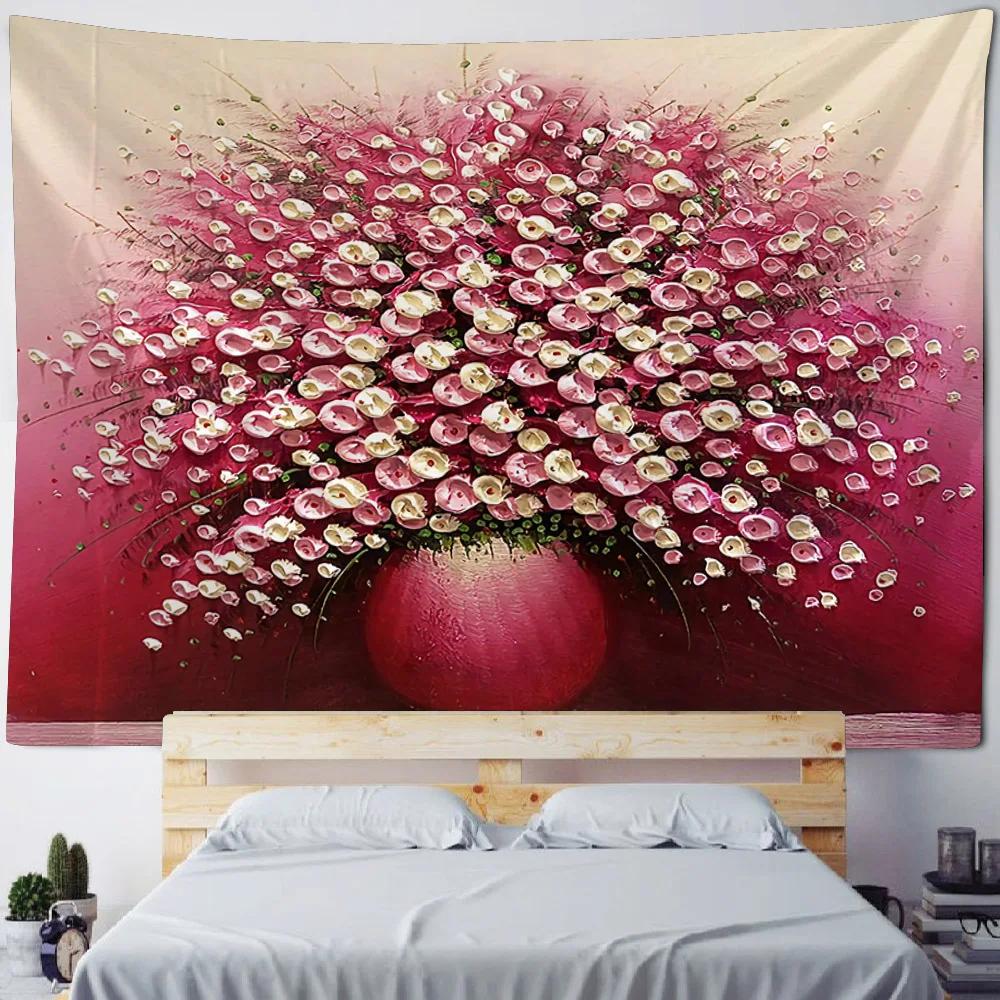 Charming Floral Tapestry White Blossoms Blue Background Unique Wall Art for Home Decor Bedroom Nature Lover Gift
