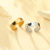 European & American Titanium Steel Heart Drip Oil Colorfast Open Ring - Black & White