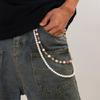 Double Layered Pearls Flower Pants Chain for Adult Unisex Trousers Chain Decorative Wallet Chain Stylish Waist Ornament