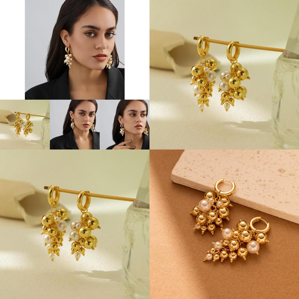 Geometric Gold And Faux Pearl Drop Earrings Stylish And Versatile