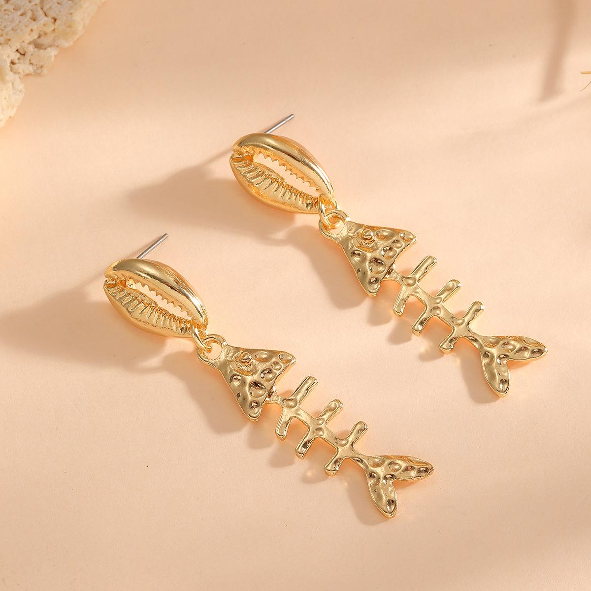 

Ocean Vacation Style Dangle Earrings Women Fishbone Shell Multi Layer Drop Earrings Vintage Fashion Beach Party Jewelry Gifts