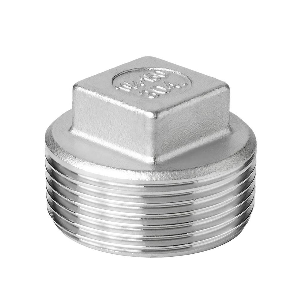 304/316L Stainless Steel Square Head Male Thread Pipe Plug Cap