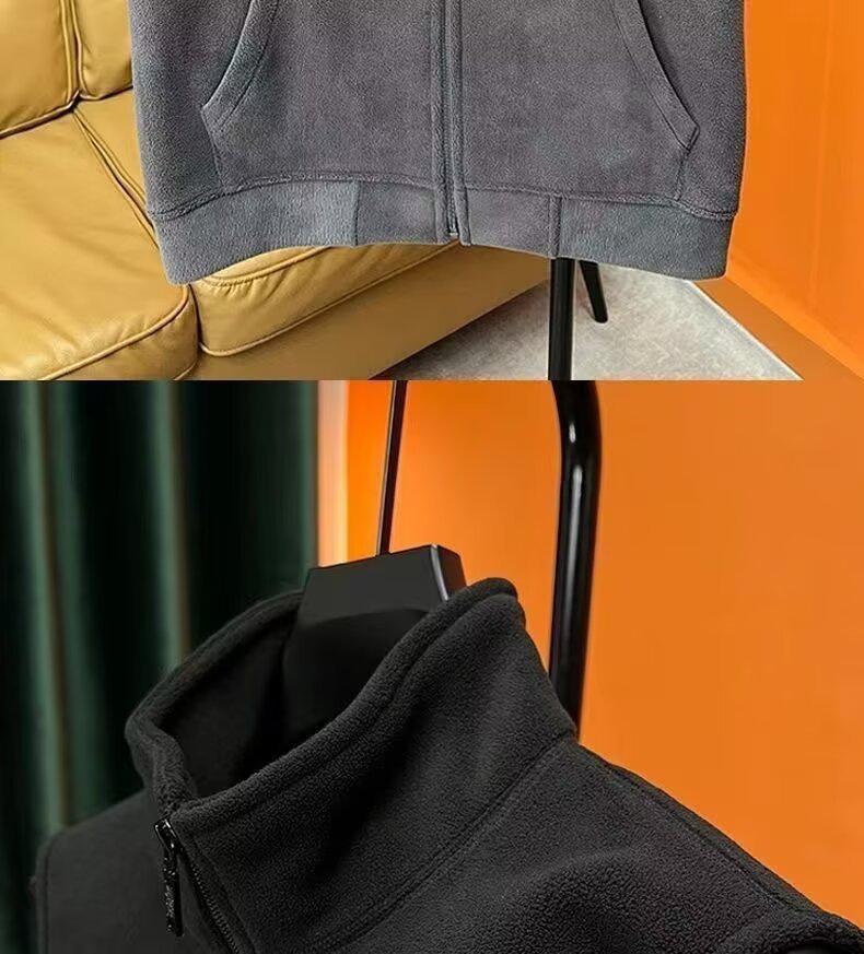 Men's Thick Berber Fleece Zipper Vest with Stand-Up Collar for Autumn/Winter