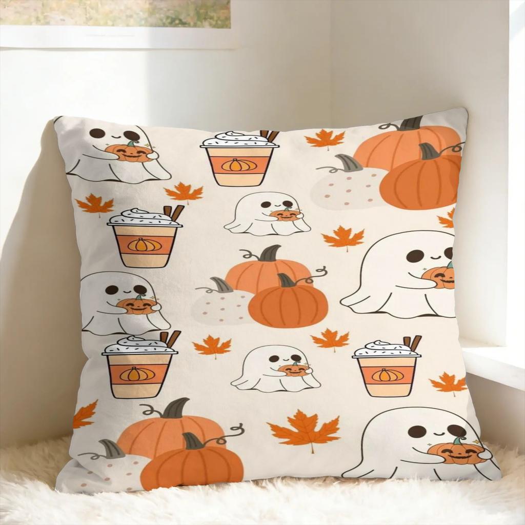 Watercolor Pumpkin Patch Halloween Pillow Case Soft Pillow Cover For Sofa Home Decoration Cute Funny Cushion Cover