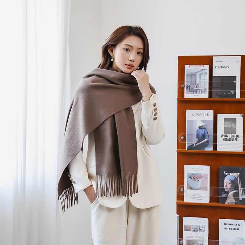 Cashmere Scarf Shawl High End New Wool Scarf Women's Winter Thickened Solid Color Scarf for Men