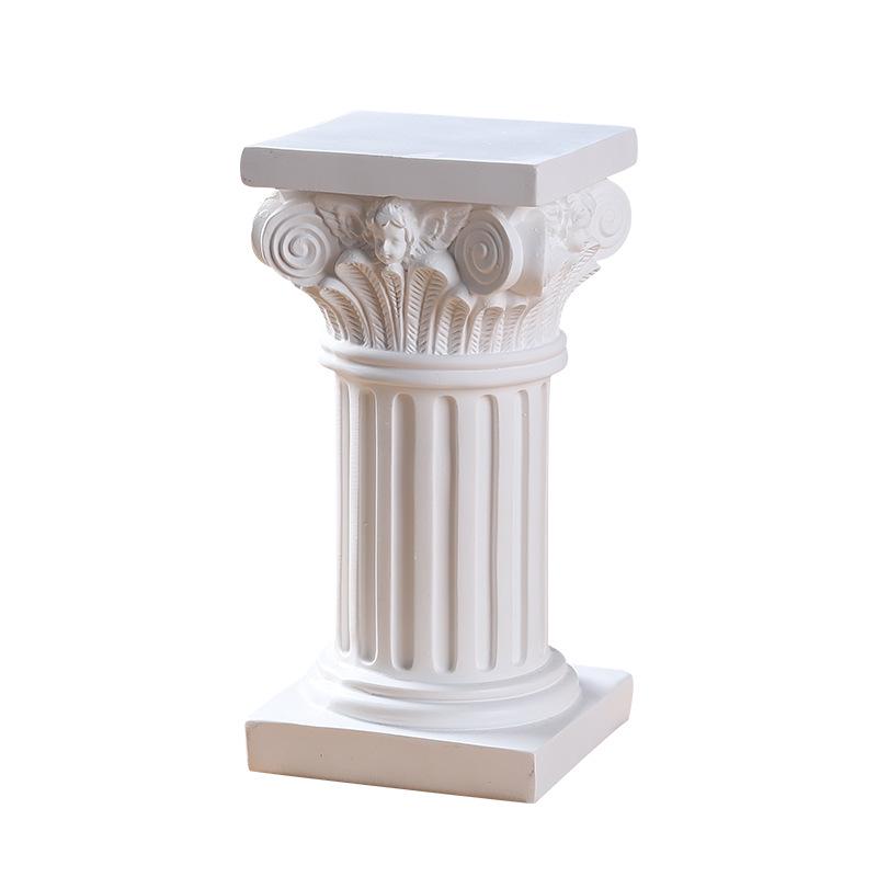Scultura Colonna Bianca Greco-Romana Mobile Portabottiglie Ornamento in Resina