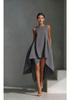 Elegant European & American Style Sleeveless Dress with Round Neck and Irregular Hem.