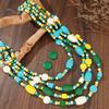 Handmade Geometric Wooden Bead Long Necklace Alloy Pendant For Women Decoration