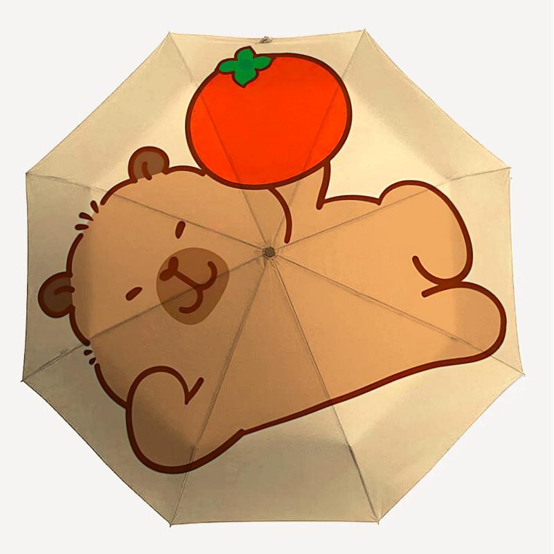1 Stück Bär Tomate Regenschirm - 8 Speichen verstärkt, Automatisches Öffnen, Leicht & Langlebig, Niedliches Modeaccessoire für Draußen - Y0354