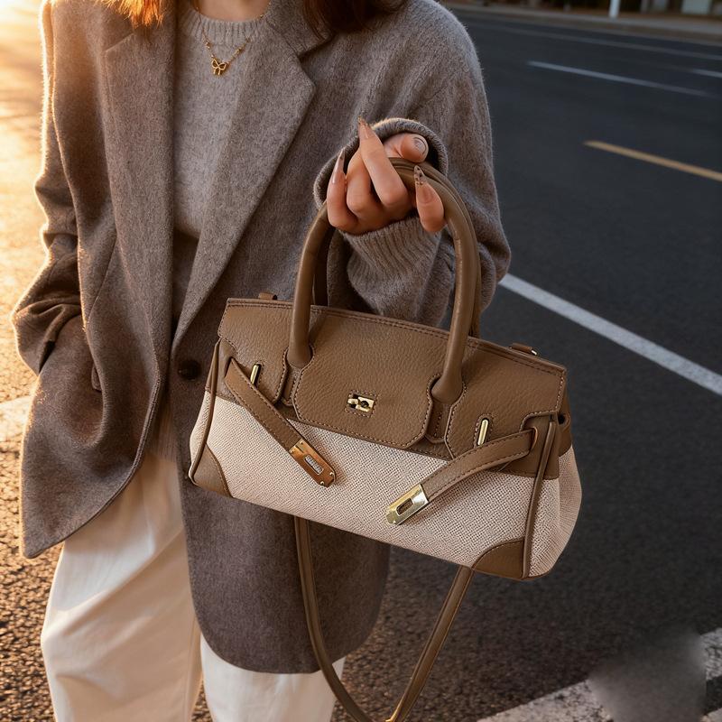 Geantă Kelly la modă și de nișă, de mână, ușoară, de lux, cu blocare a culorilor, geantă crossbody cu un singur umăr