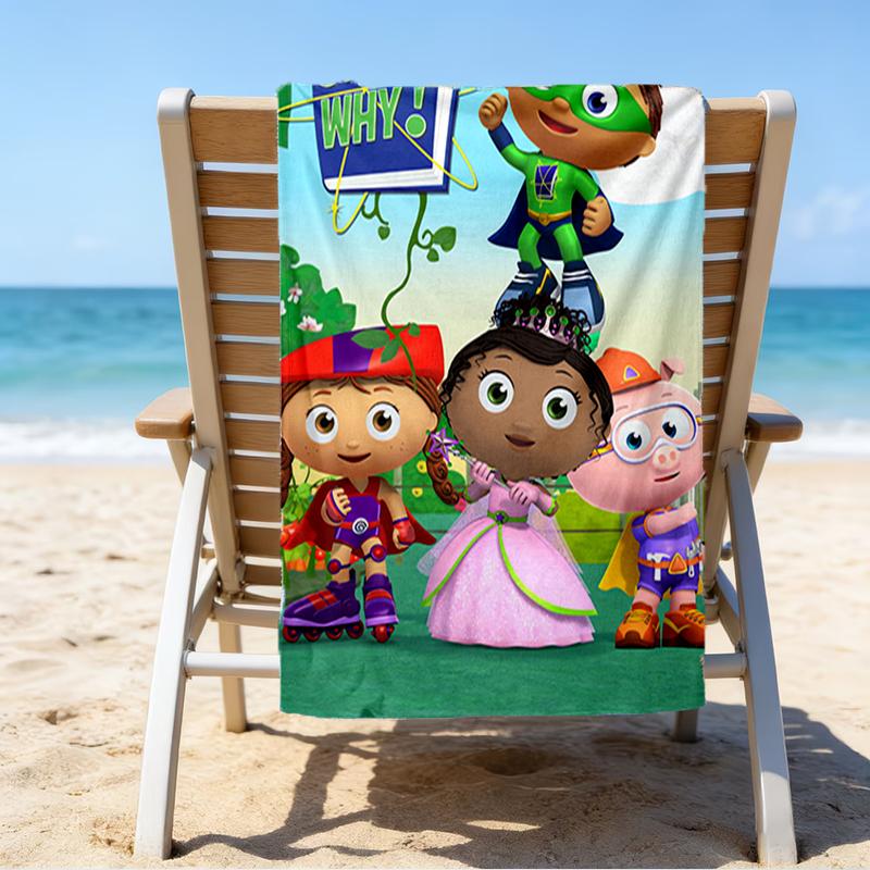 Ultra-Soft Beach Towel with Super Why Theme,Ideal for Pool - Camping, Diving - Perfect Travel Essential, Vibrant Beach Towel.