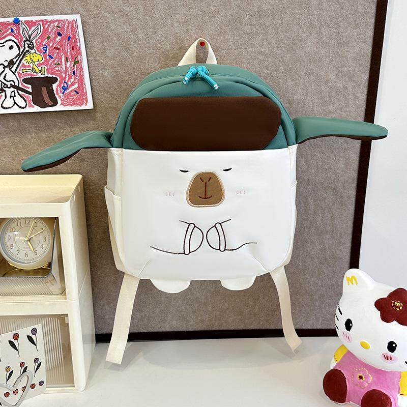 

2025 Capybara Cartoon Backpack: Large-Capacity Creative Hat Design for Kids 30*10*26 cm білий