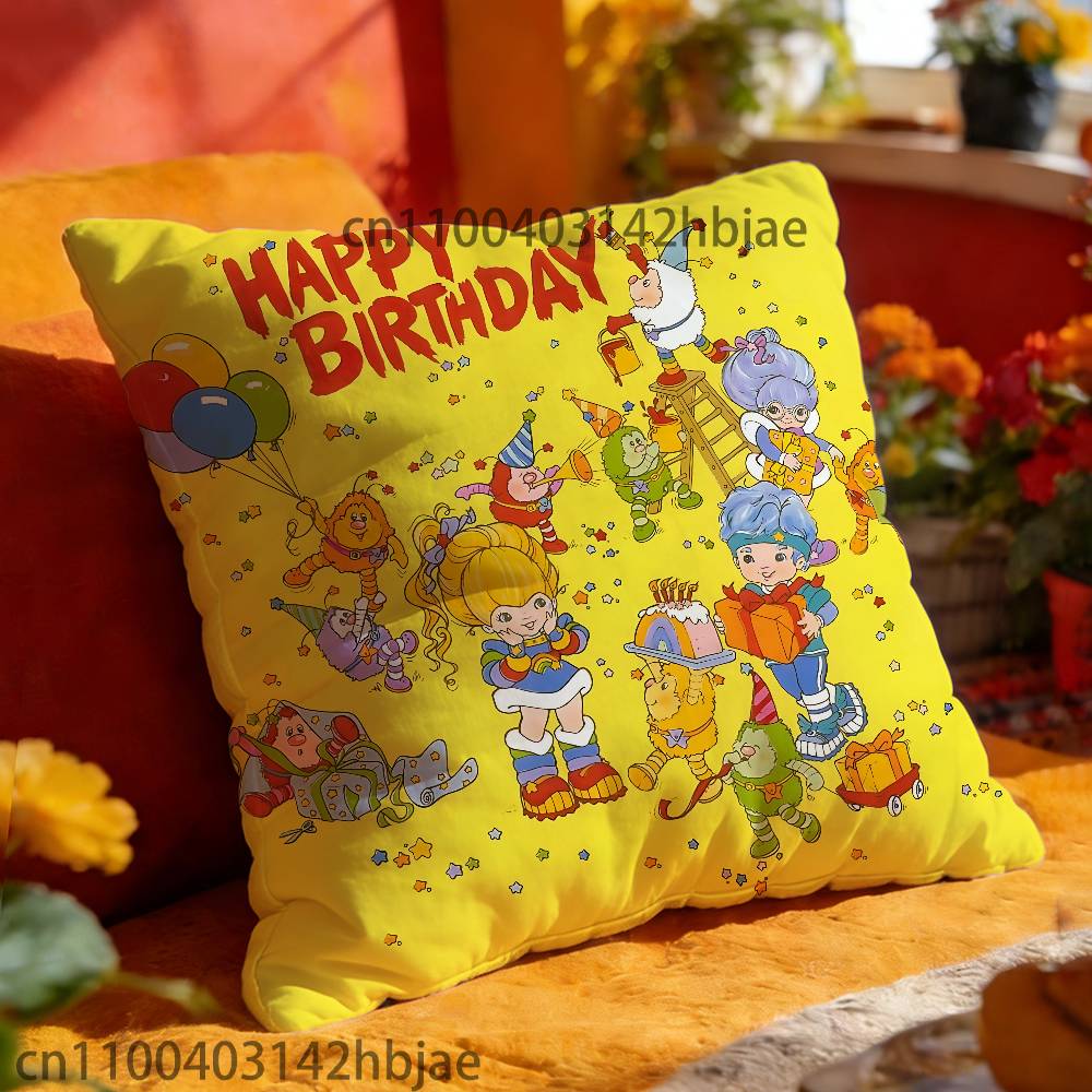 R-Rainbow B-Brite Throw Pillow Case For 45x45cm 55x55cm 30x30cm Square Car Pillowcase Home Bedchamber Decor Gift