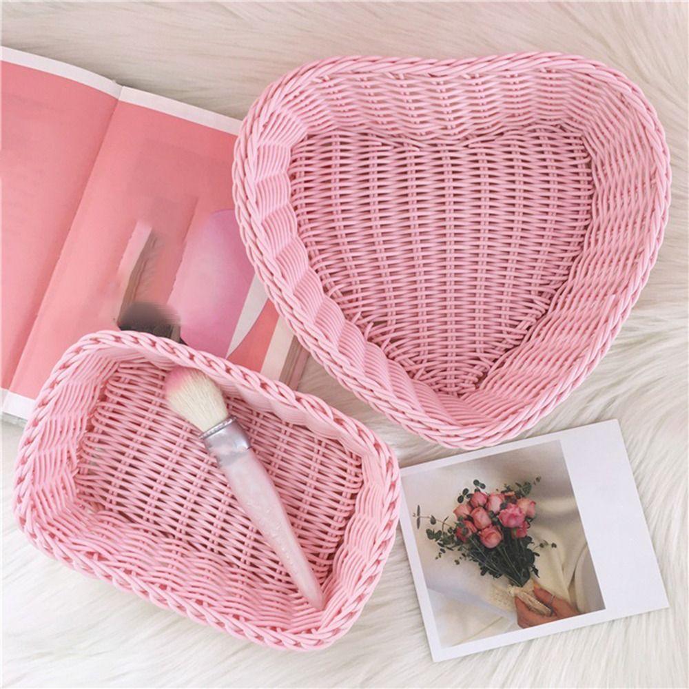 Plastic Wicker Basket Hand Woven Storage Basket New Imitation Rattan Basket  Fruit Display