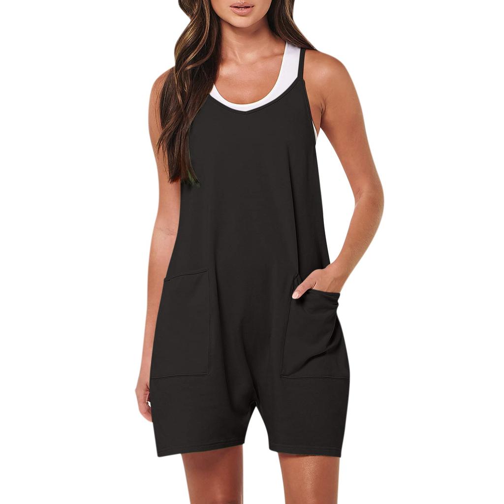 Jumpsuits für Damen, Sommer, lässig, ärmellos, verstellbarer Schultergurt, lose Strampler, Damenmode, bequeme Overalls, Hosen, Shorts