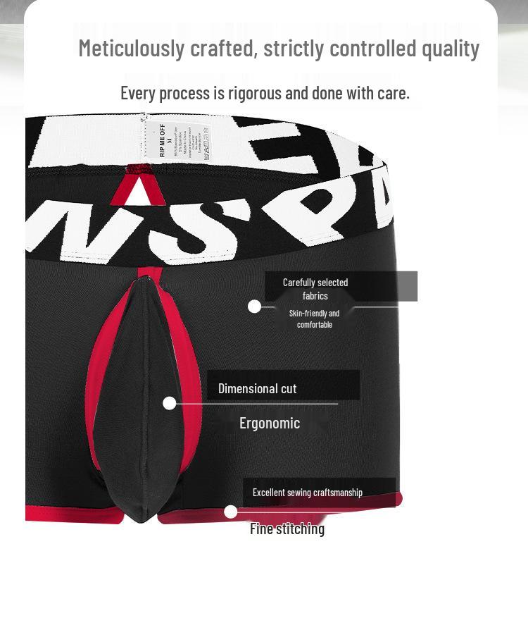 Men's Low-Rise Modal Quick-Release Boxer Briefs with Front and Back Slits – Sexy, Breathable European/American Classic